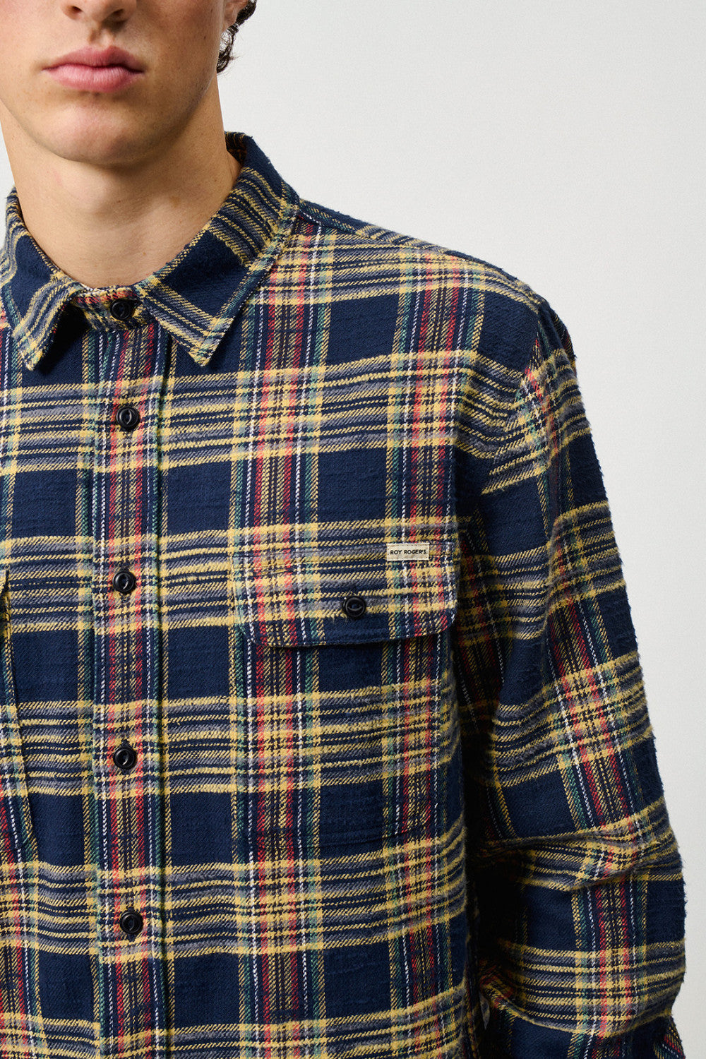 UW6-WORK Camicia Check Washed Blue/Yellow Man