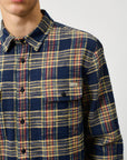 UW6-WORK Camicia Check Washed Blue/Yellow Man