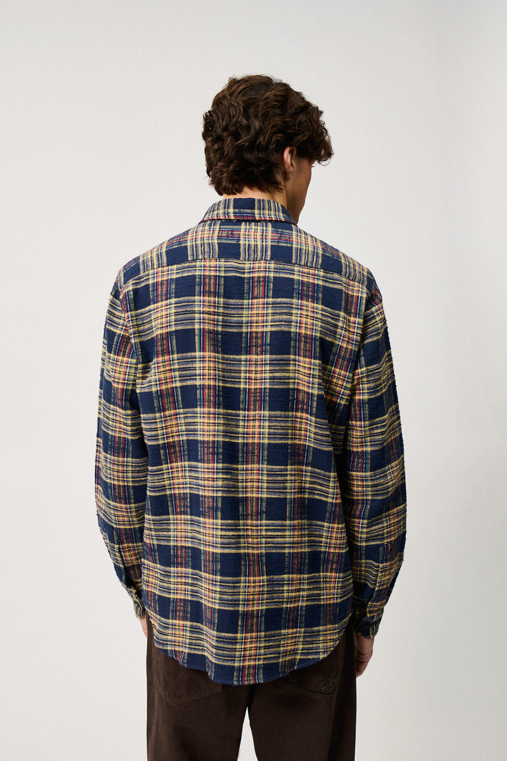 UW6-WORK Camicia Check Washed Blue/Yellow Man