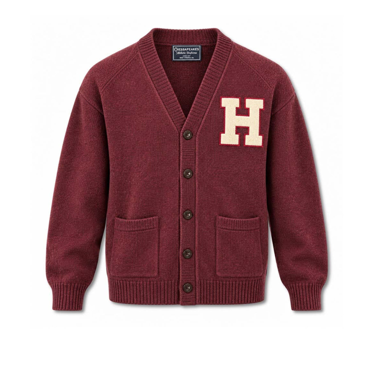 W6-IVY VARSITY WOOL HARVARD Cardigan Burgundy Man