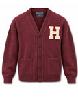W6-IVY VARSITY WOOL HARVARD Cardigan Burgundy Man