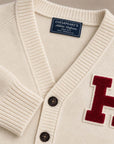 W6-IVY VARSITY WOOL HARVARD Cardigan Cream Man
