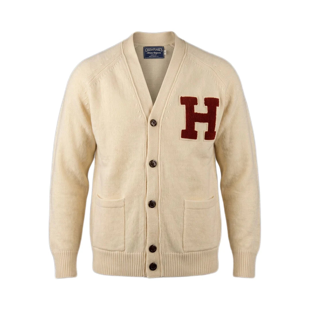 W6-IVY VARSITY WOOL HARVARD Cardigan Cream Man