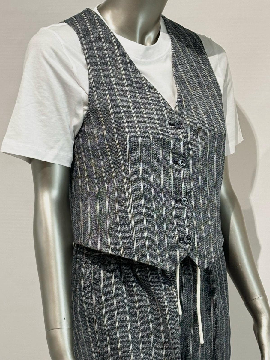 SD5-3486 Gilet Gessato Blu Woman