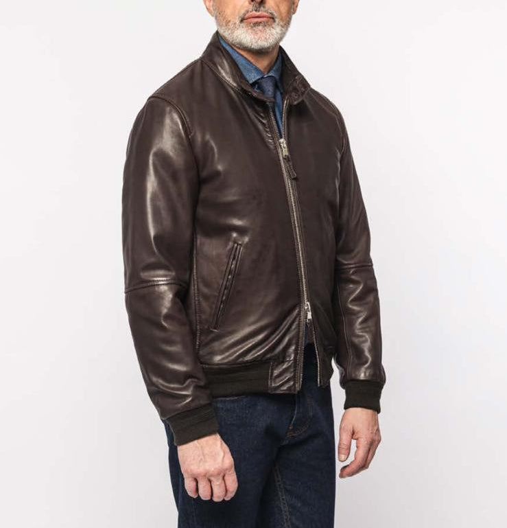 UW6-ELVIS Giubbotto Pelle Dark Brown 06 Man