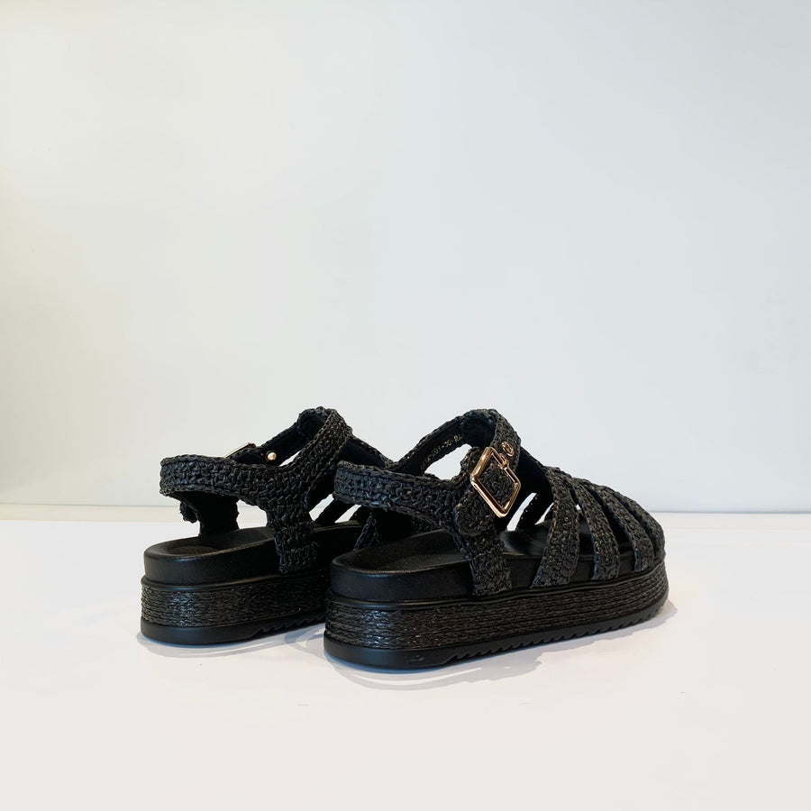 S4-201-30 Sandalo Ragnetto Raffia Black