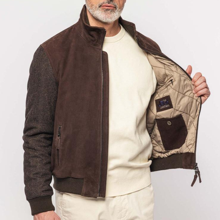 UW6-DANTE Giacca Suede Wool Chocolate 034 Man
