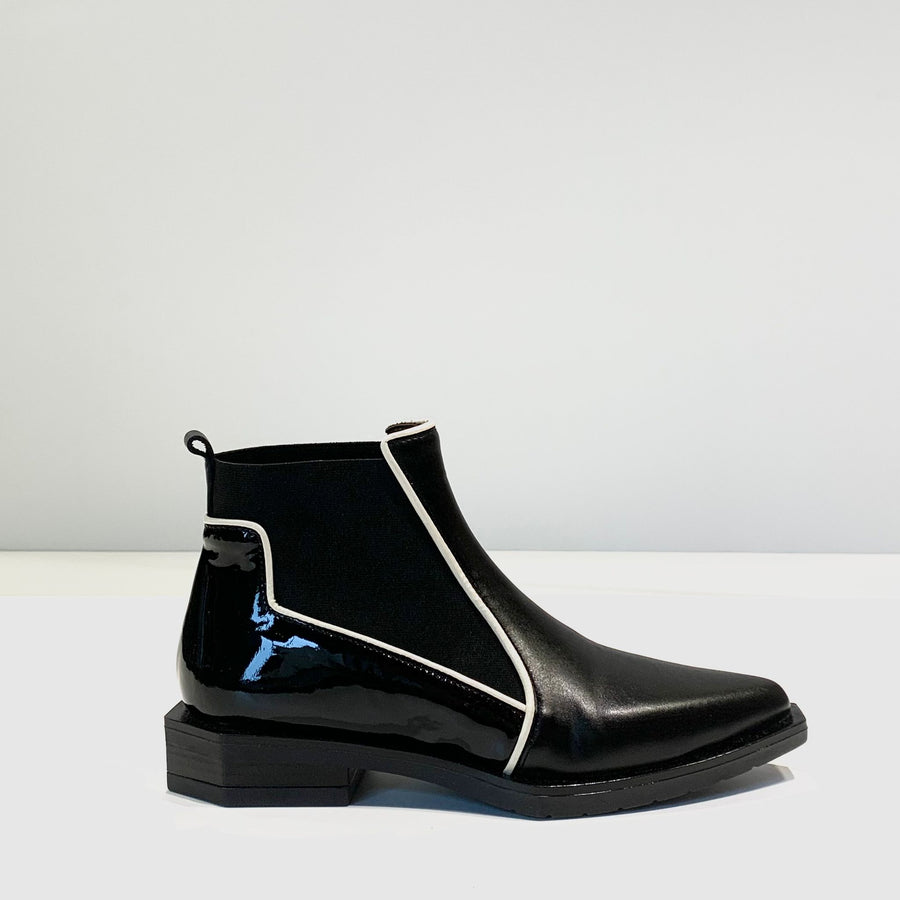 W4-G013 Stivaletto Profili Vitello Nero