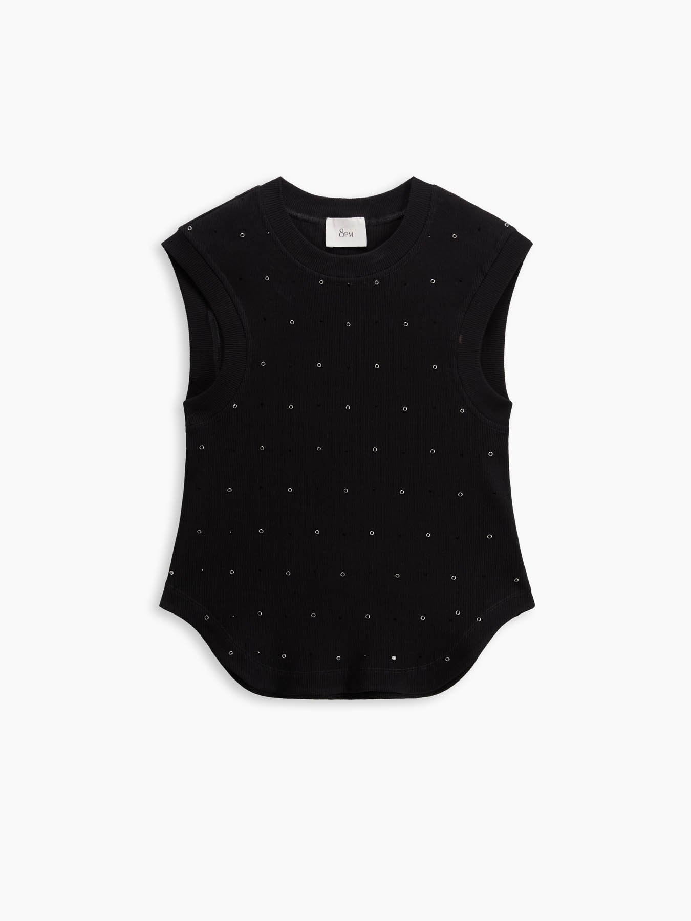 S5-CRISTALLO Canotta Strass Nera