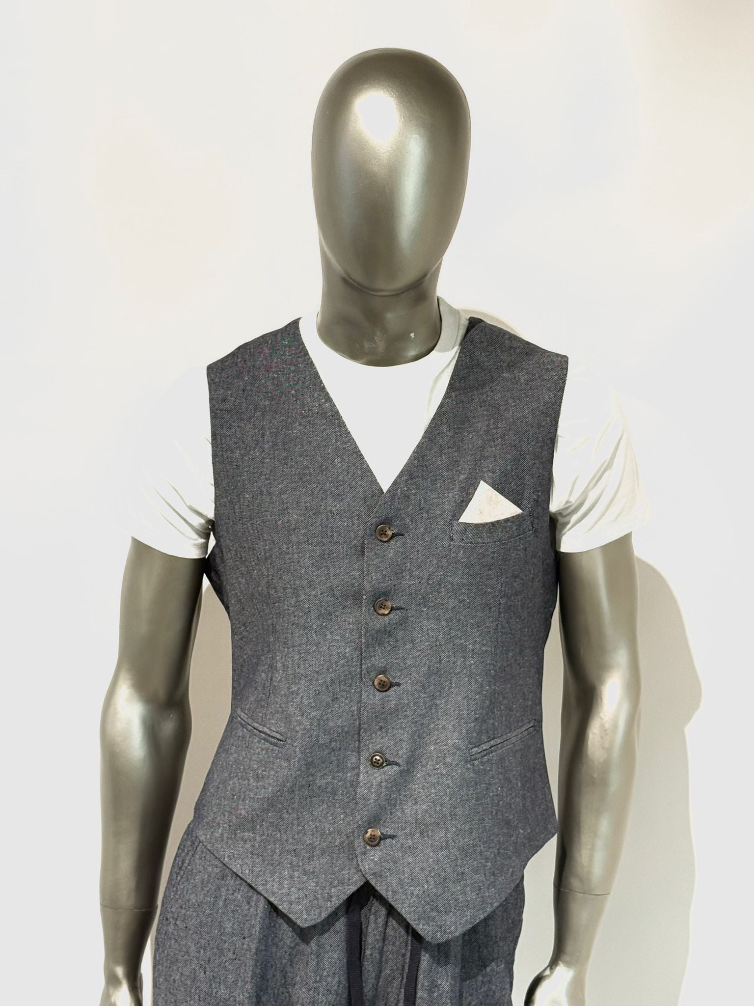 S5-1442 Pantalone Lino E Cotone Navy Blue Man