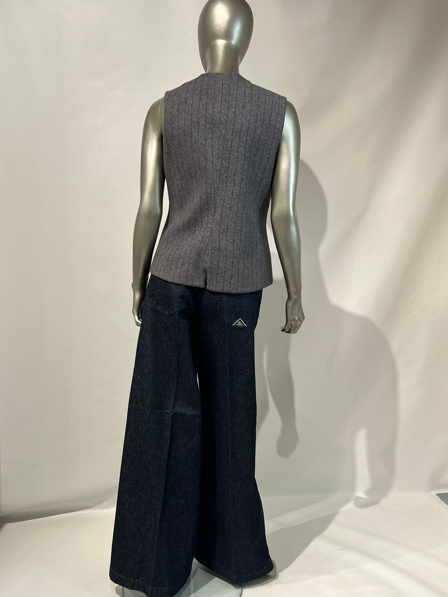 WD4-FD3268 Gilet Striped Denim Gray