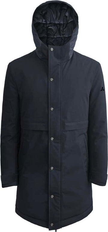 4029 Parka Tecnico Lungo Cappuccio Blu Man