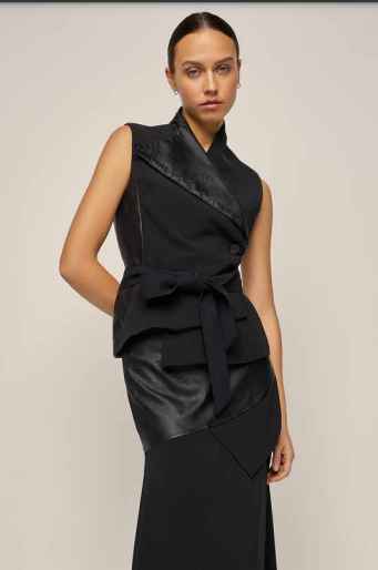 W4-35059 Gilet Bimateriale Nero