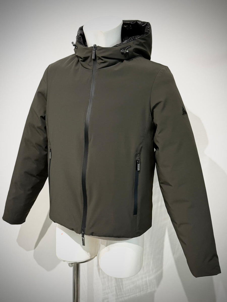 W5-0004 Giubbotto Reversibile Cappuccio Militare/Nero Man