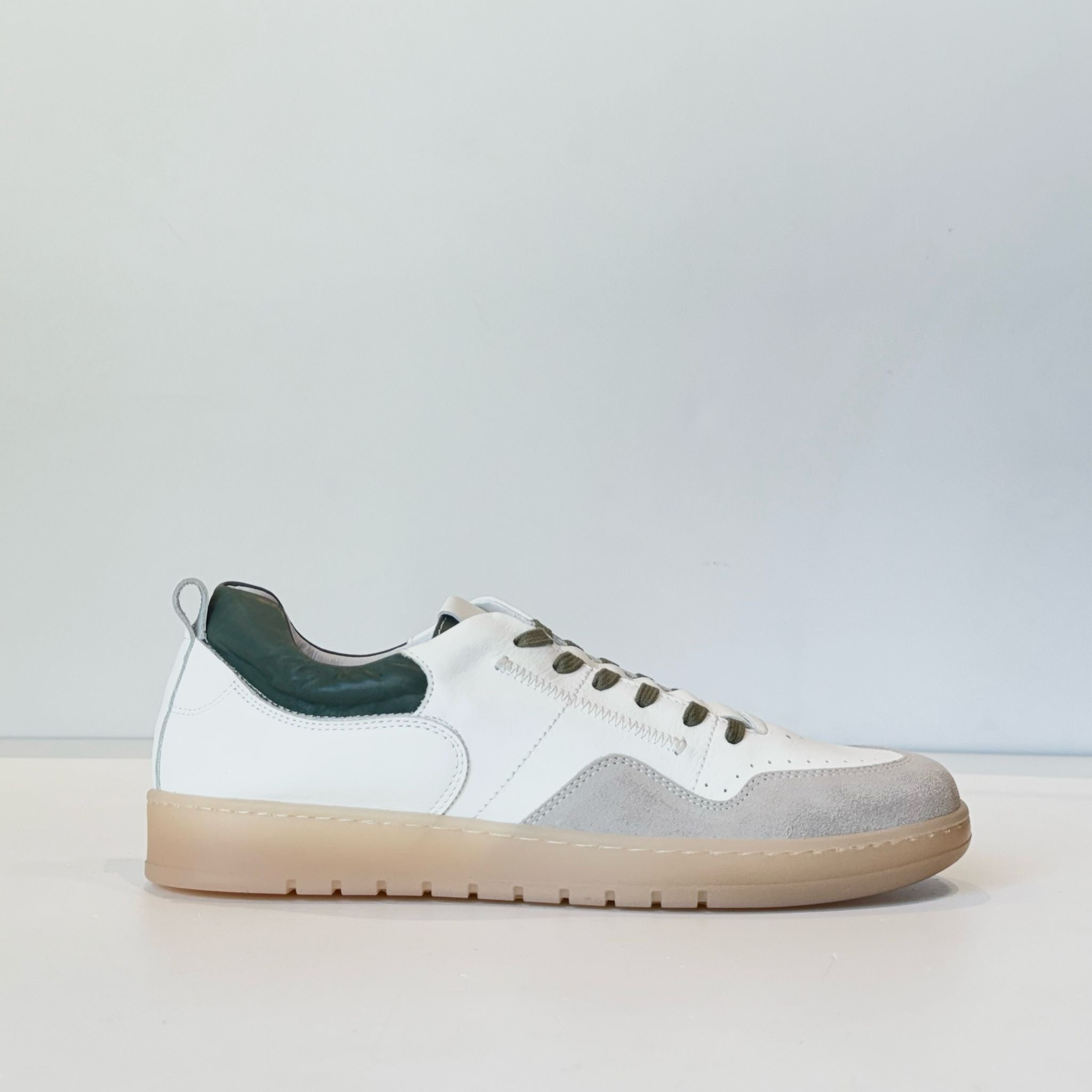 S5-23611 Sneaker Pelle/Suede Bianco/Militare Man