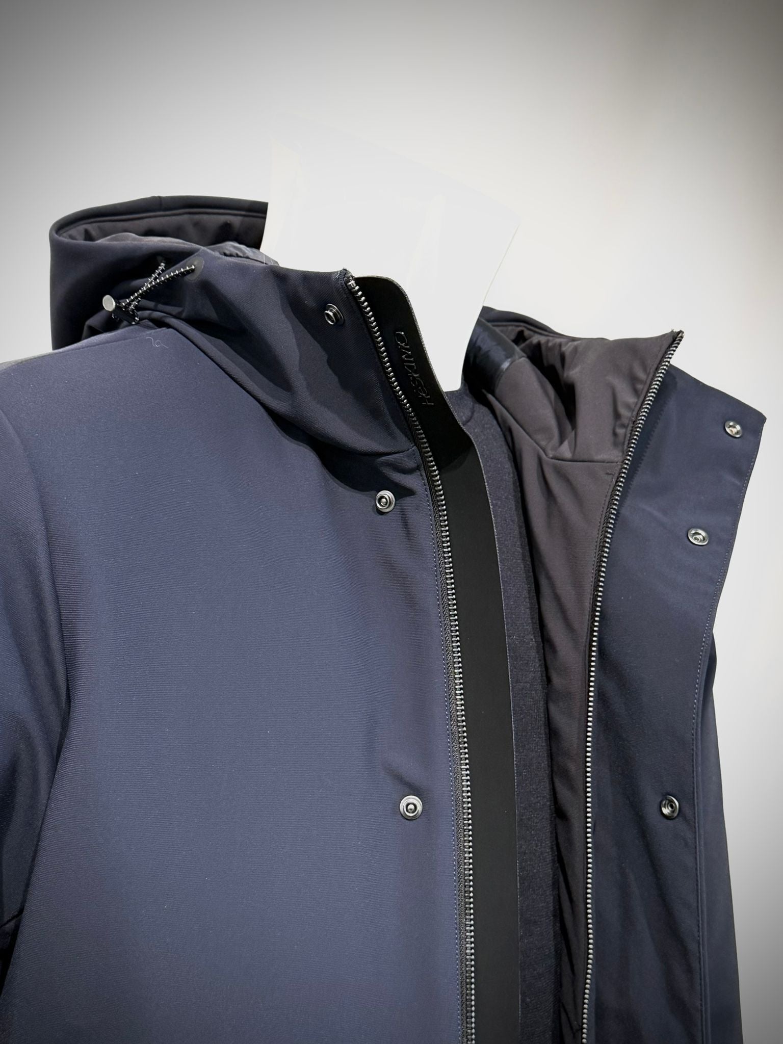 W5-0017 BONDED Parka Tech Corto Cappuccio Blu Man