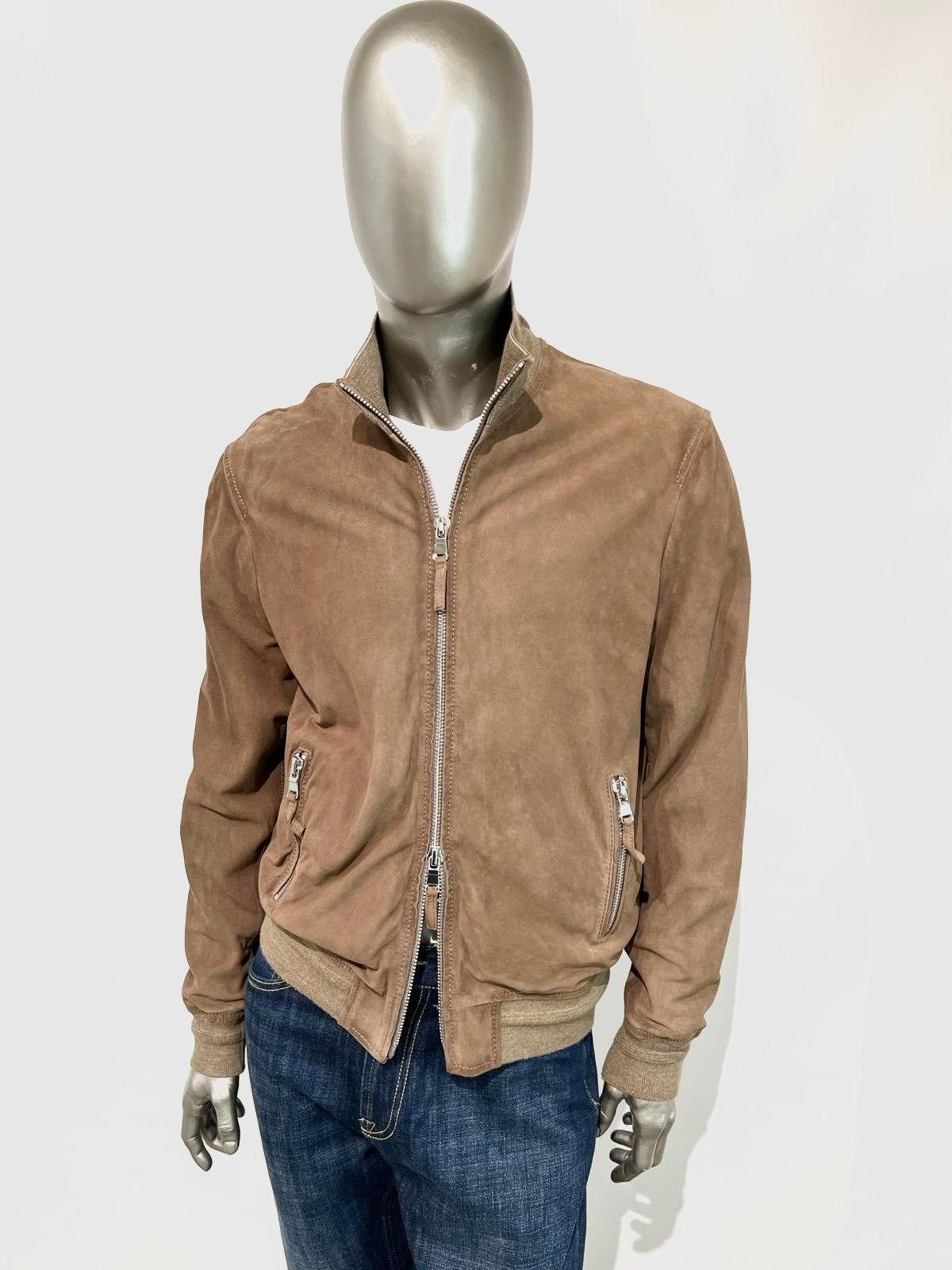 US4-QUENTIN Giubbotto Pelle Scamosciata Stone Man