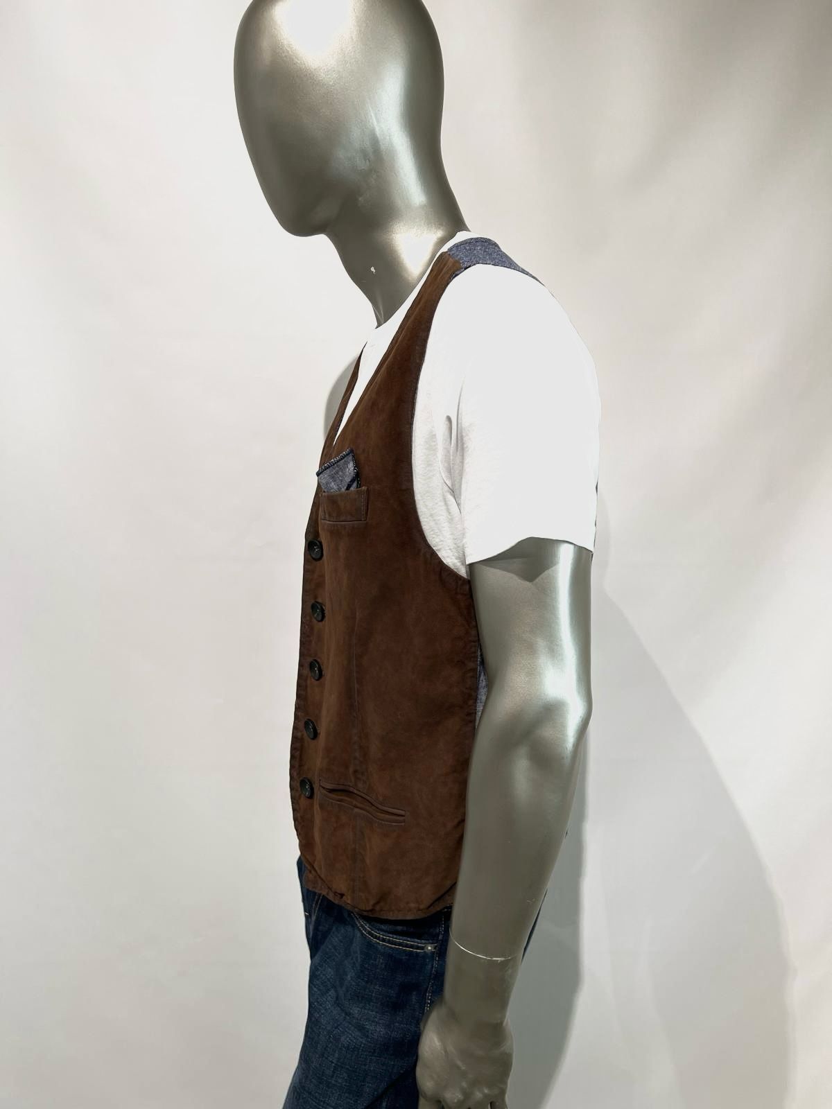 US4-LORRY Gilet Pelle Scamosciata Jungle Green Man