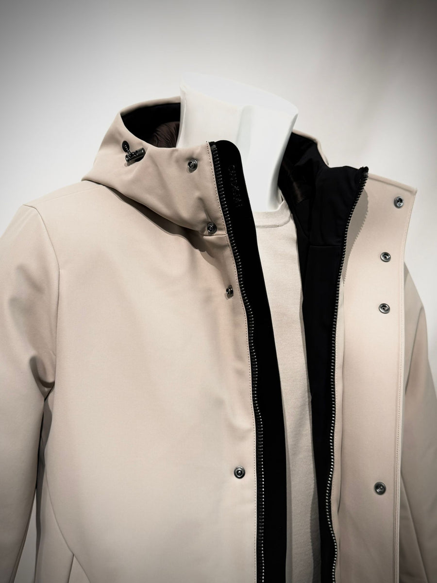 W5-0015 FROST Parka Tech Lungo Cappuccio Beige Man