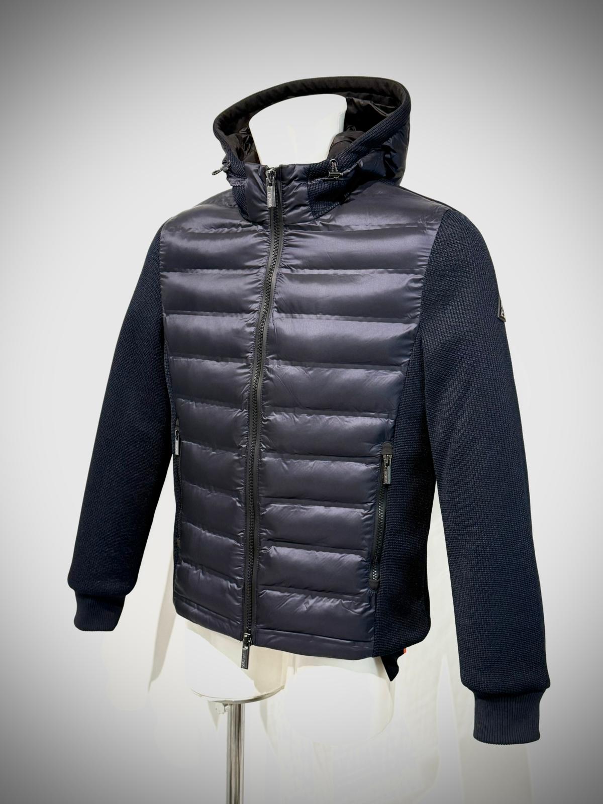 W5-0041 MESH Piumino Ibrido Cappuccio Blu Man