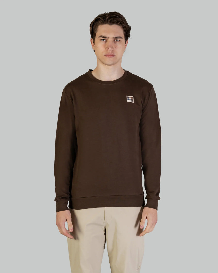 UW4-SW005 Felpa Active Patch Crewneck Brown Man