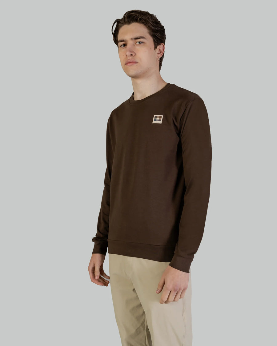 UW4-SW005 Felpa Active Patch Crewneck Brown Man