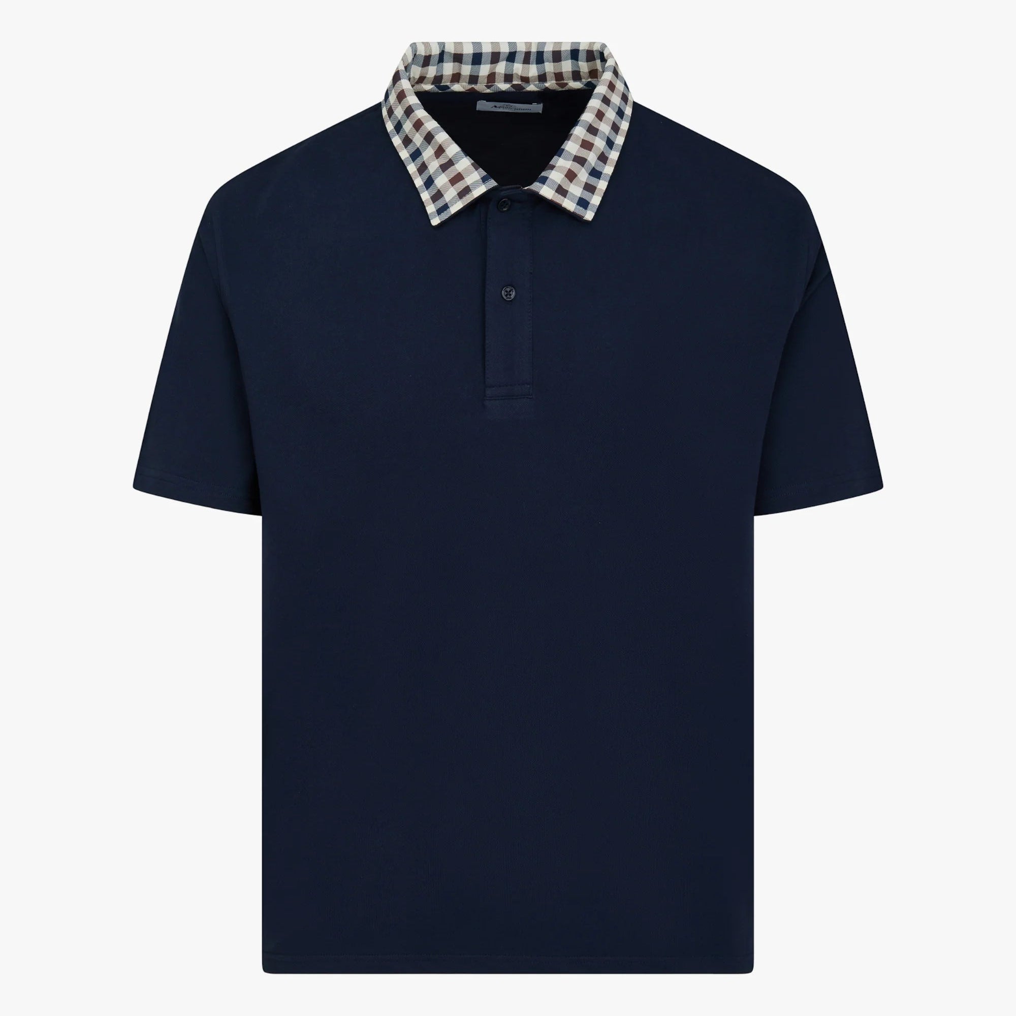 US6-PO006 Polo Check Collar Navy Man
