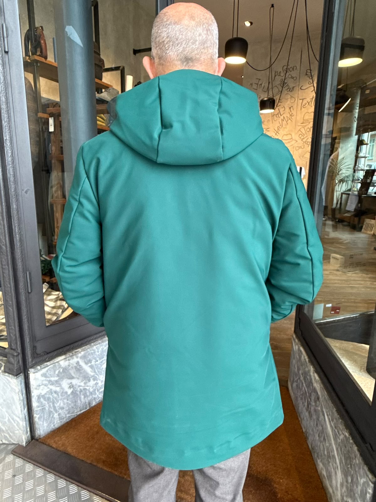 W6-0015 FROST Parka Tech Lungo Cappuccio Verde Bosco Man