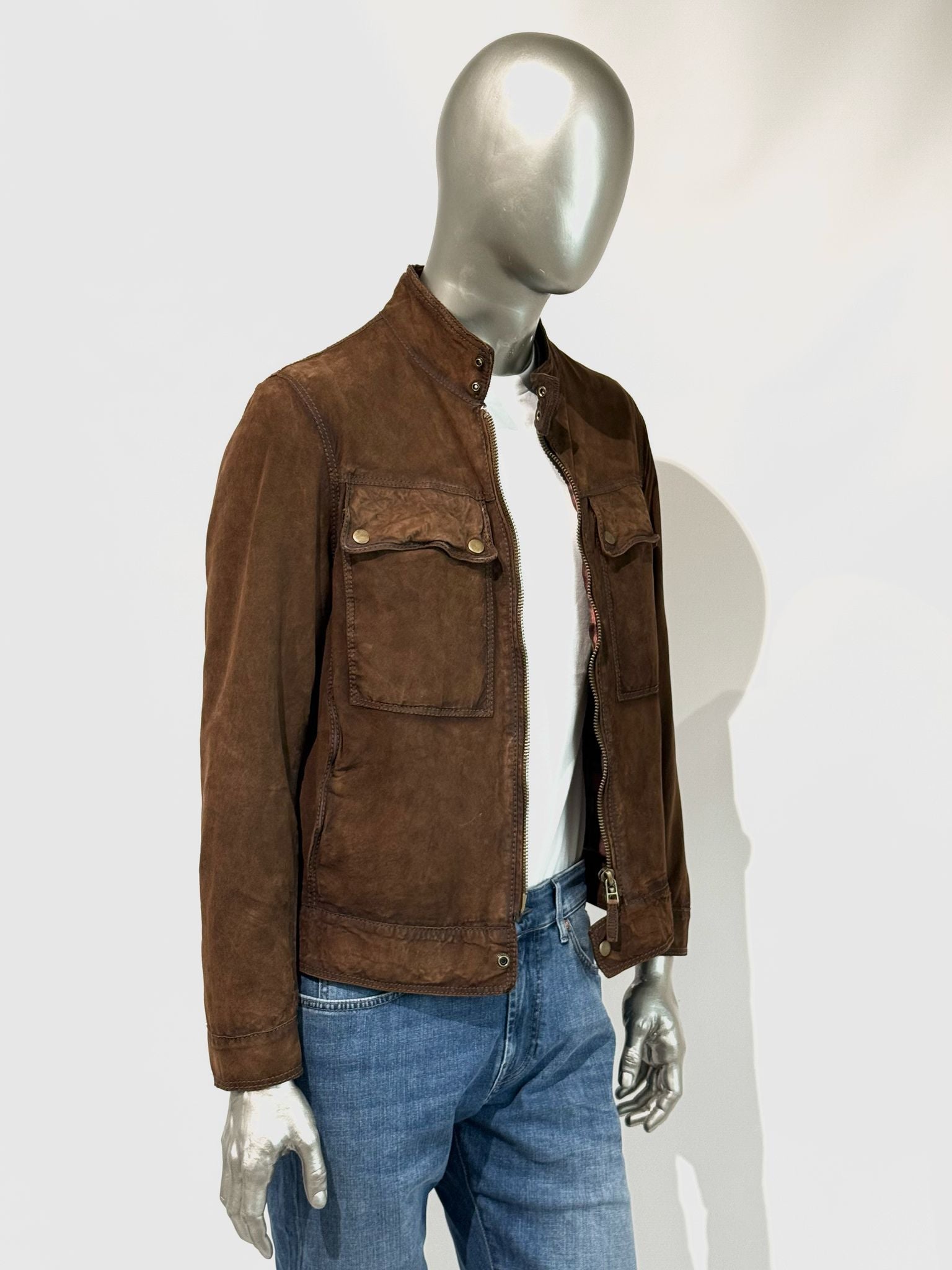 US5-ANDREW Giubbotto Pelle Scamosciata Whisky Man