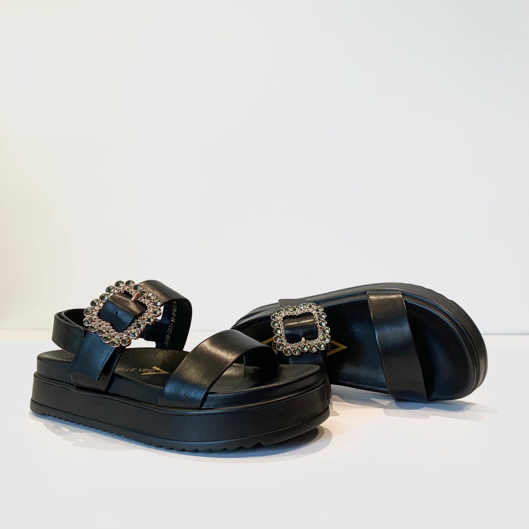 S4-201-10 EVA Sandalo Fibbia Strass Black