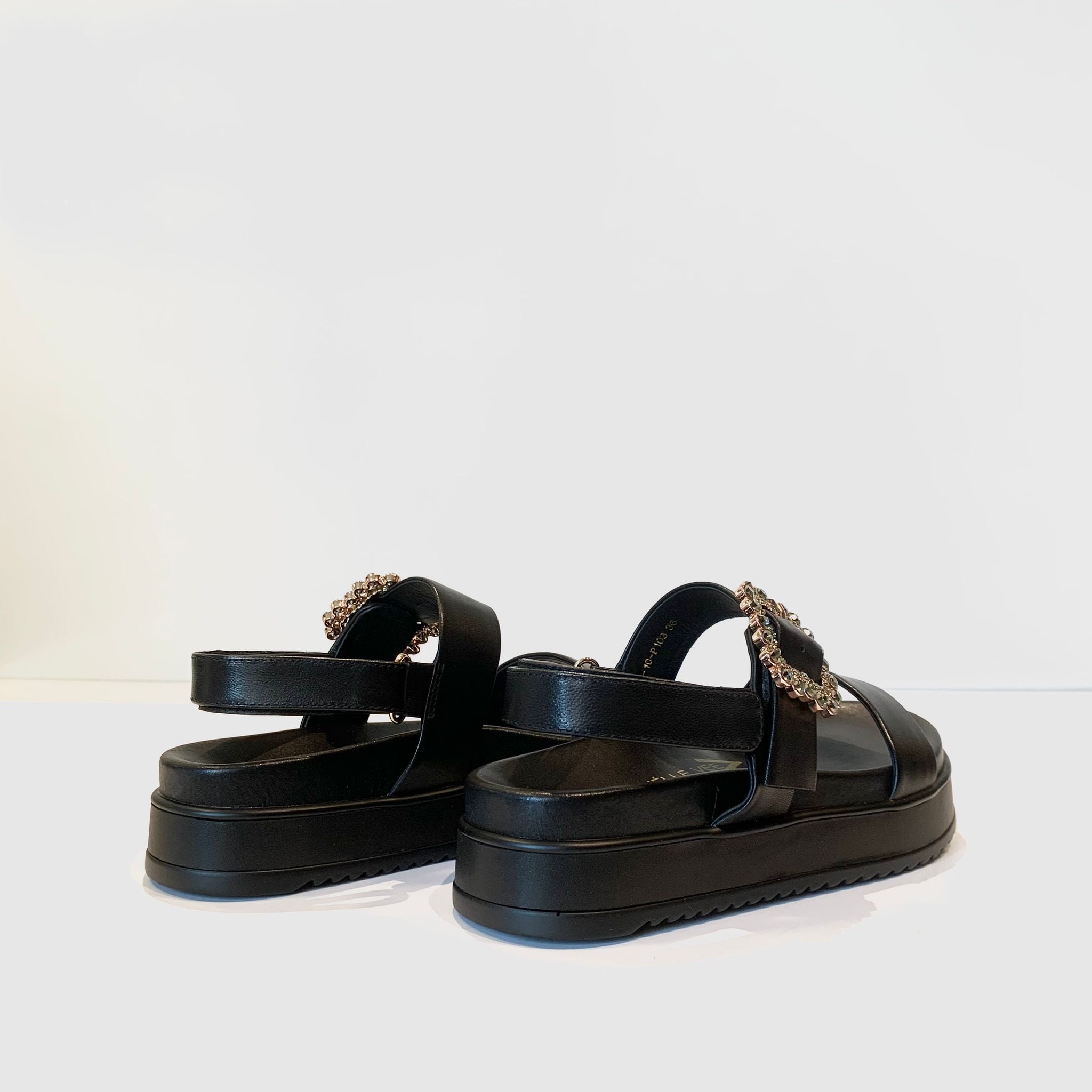 S4-201-10 EVA Sandalo Fibbia Strass Black