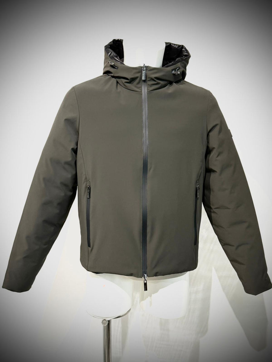 W5-0004 Giubbotto Reversibile Cappuccio Militare/Nero Man