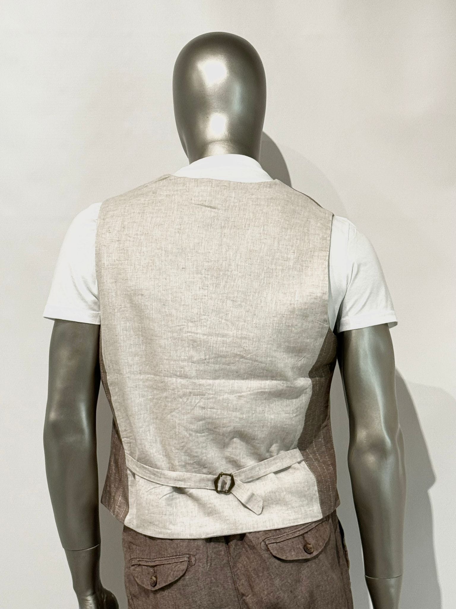 S5-1403 Gilet Lino E Cotone Brown Man