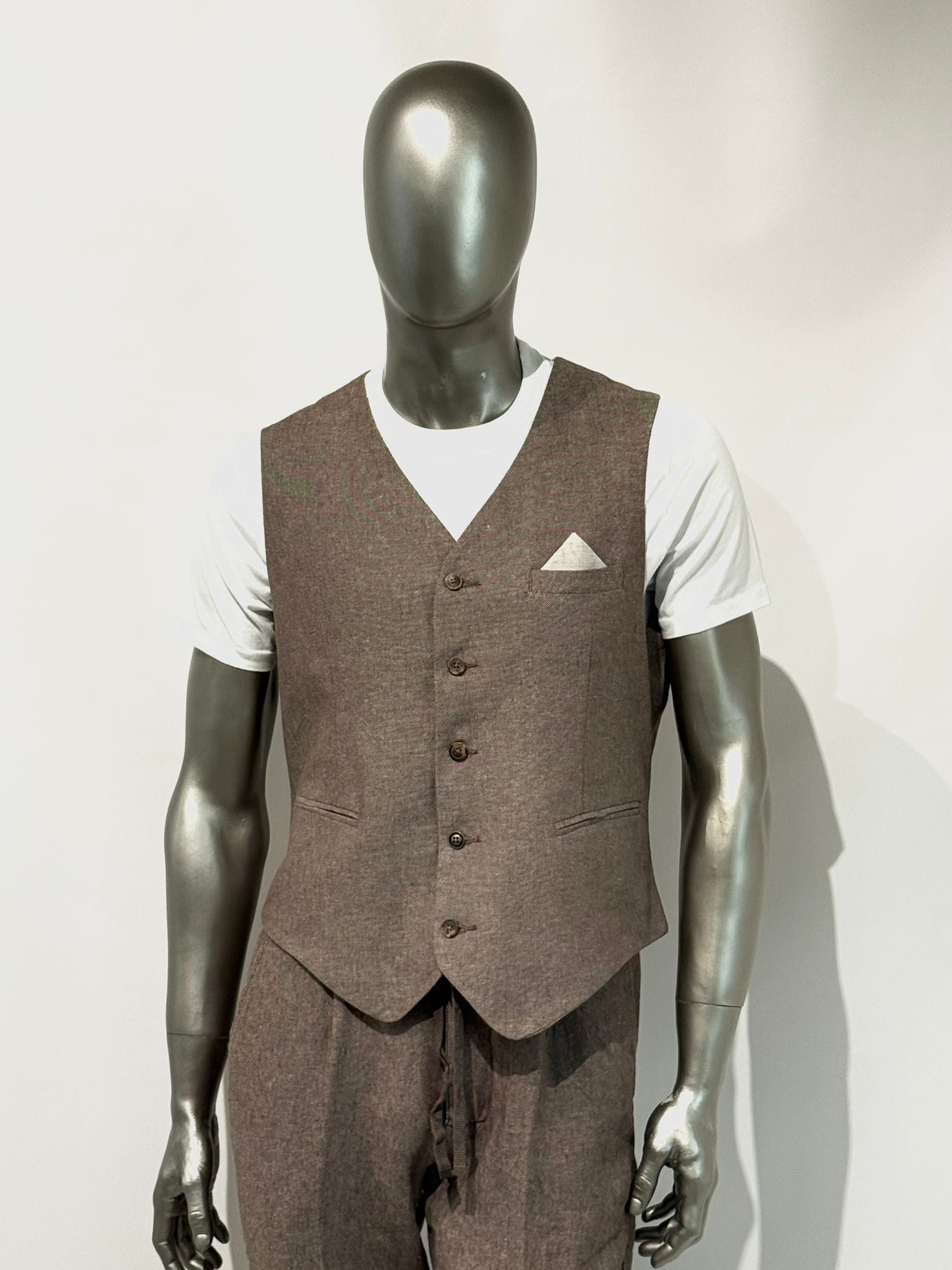 S5-1442 Pantalone Lino E Cotone Coffe Brown Man