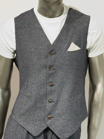 S5-1442 Gilet Lino E Cotone Navy Blue Man
