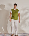 S4-0576 Gilet V con T-Shirt Pistacchio Man