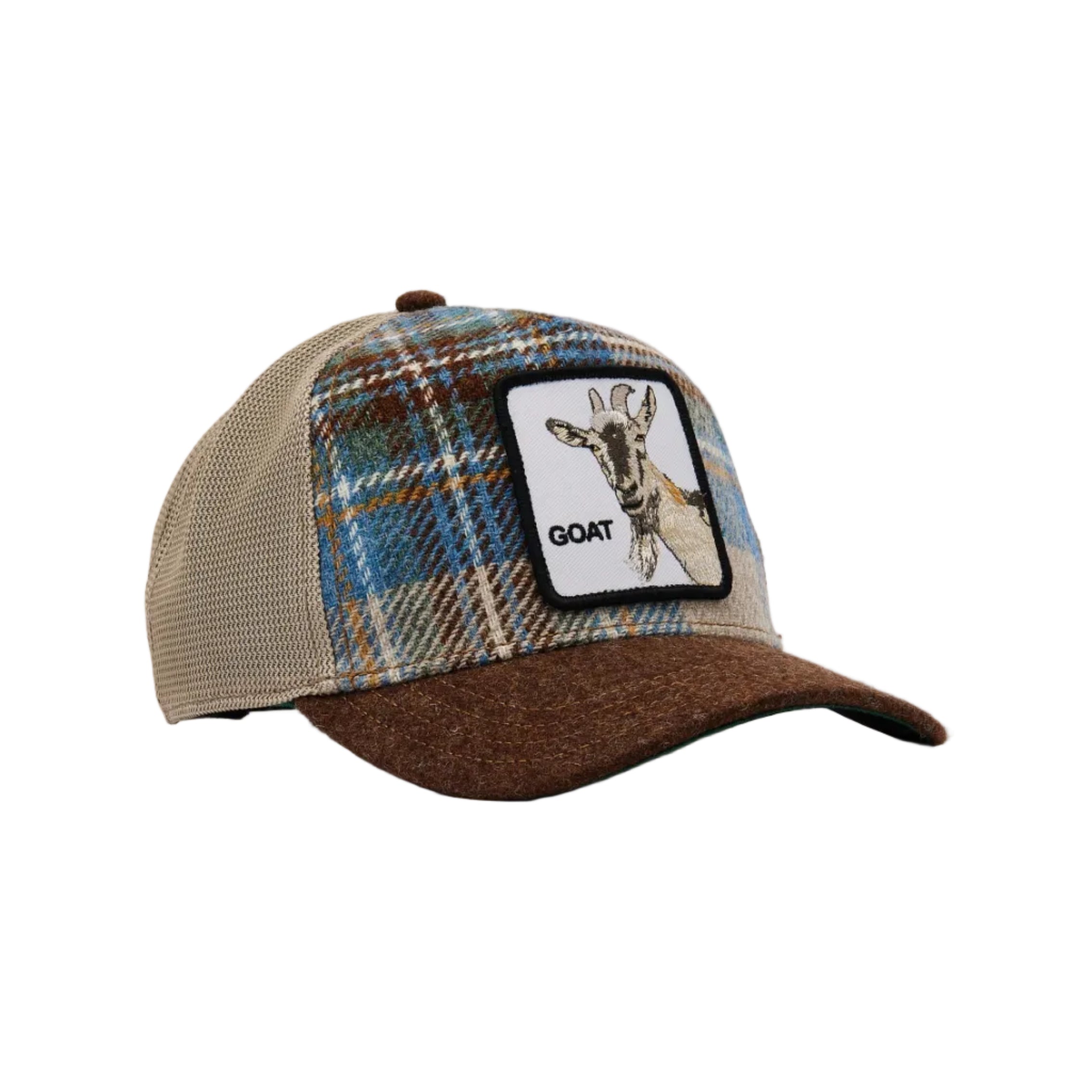 W4-1484 TRUCKER Plaid Goat TAN