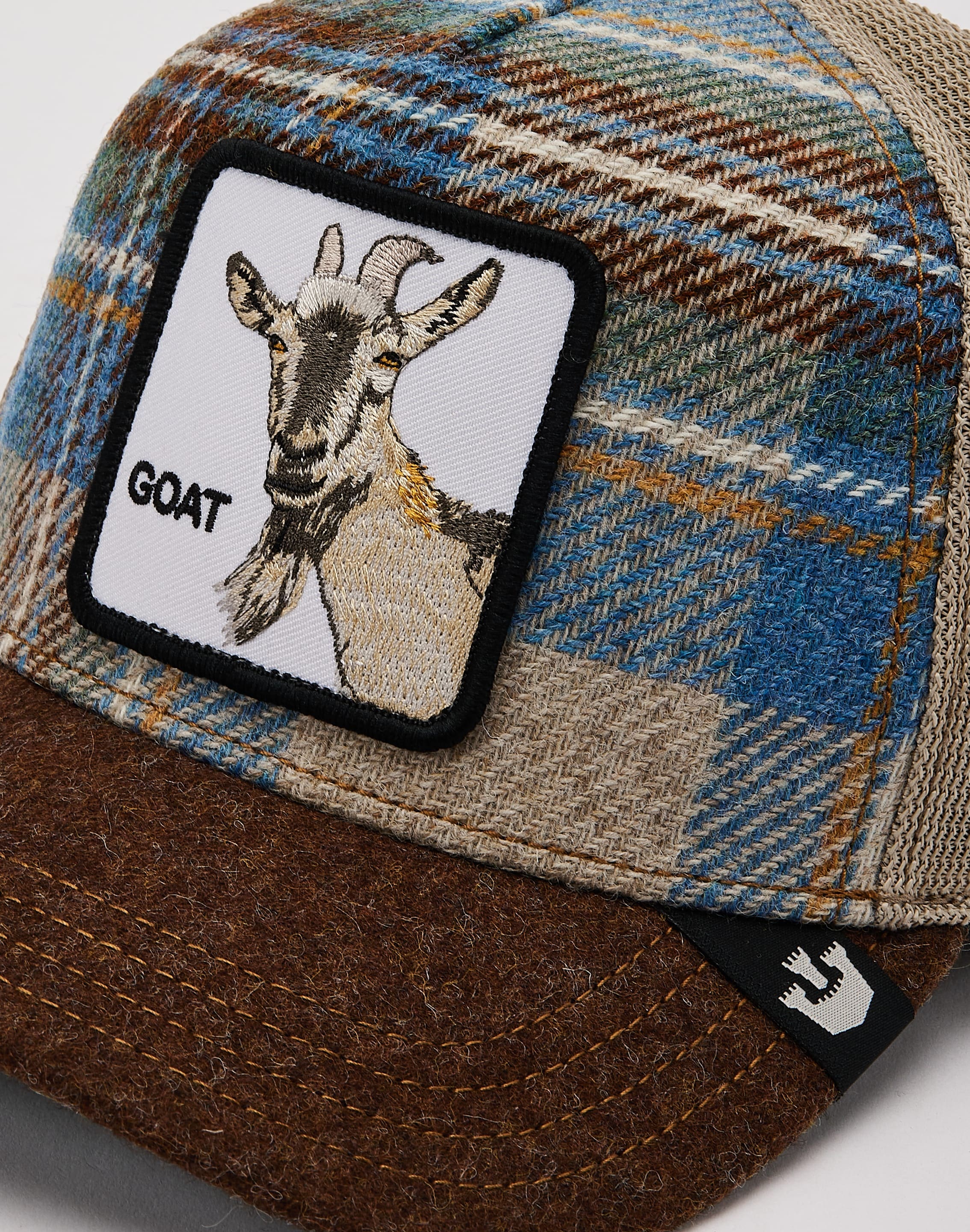W4-1484 TRUCKER Plaid Goat TAN