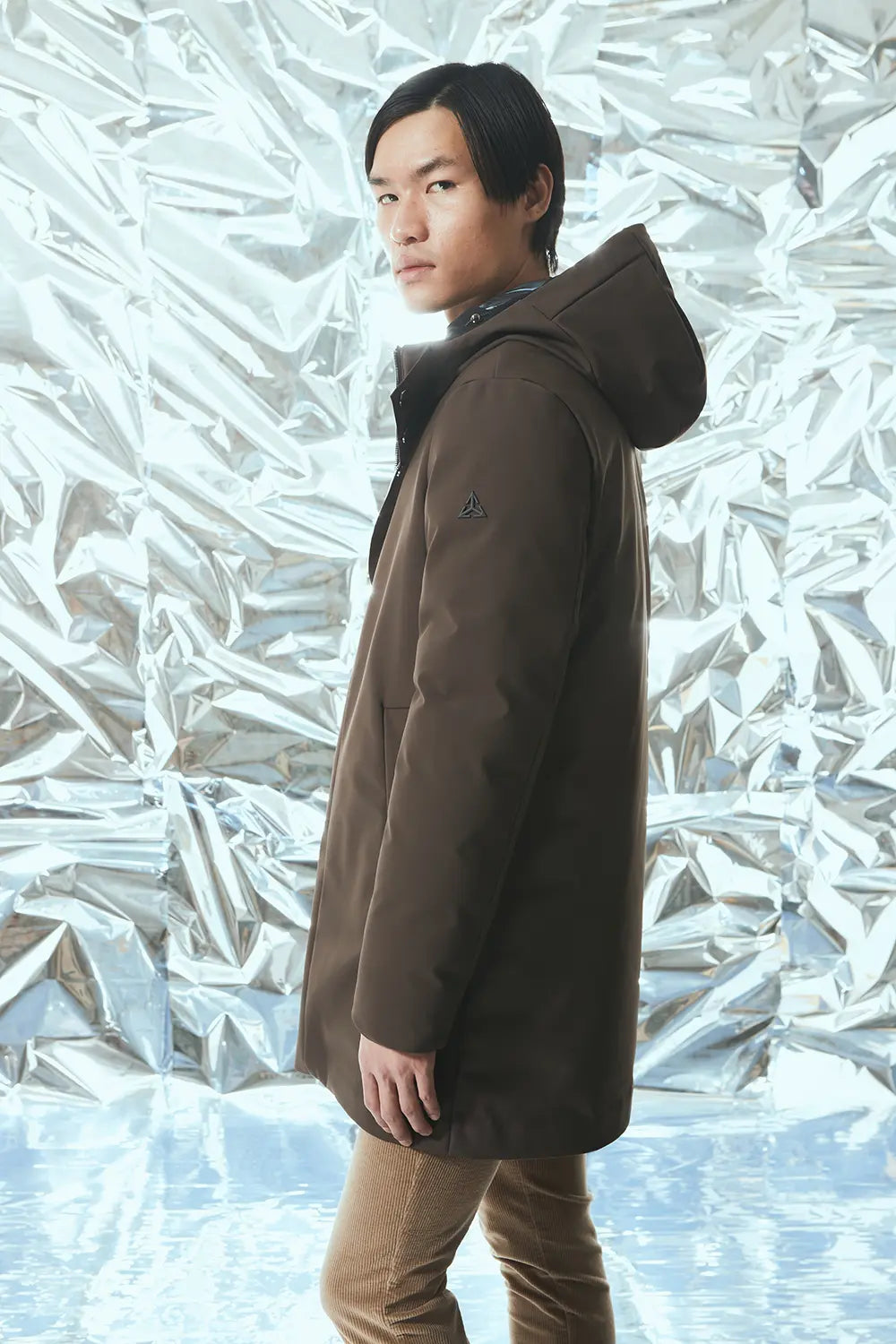 W5-4015 FROST Giaccone Softshell Lungo Cappuccio Moro Man