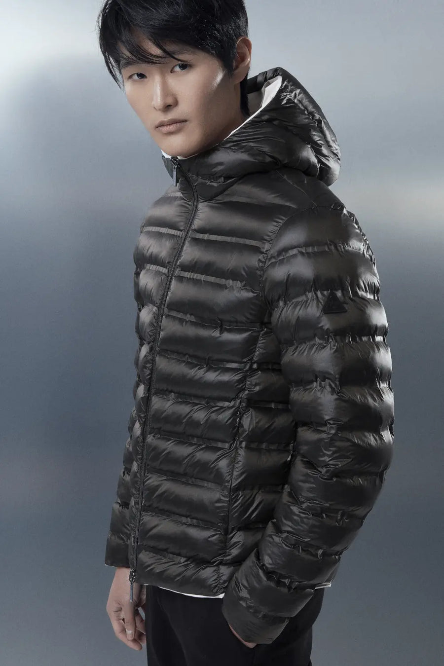 W5-0004 Giubbotto Reversibile Cappuccio Ghiaccio/Nero Man