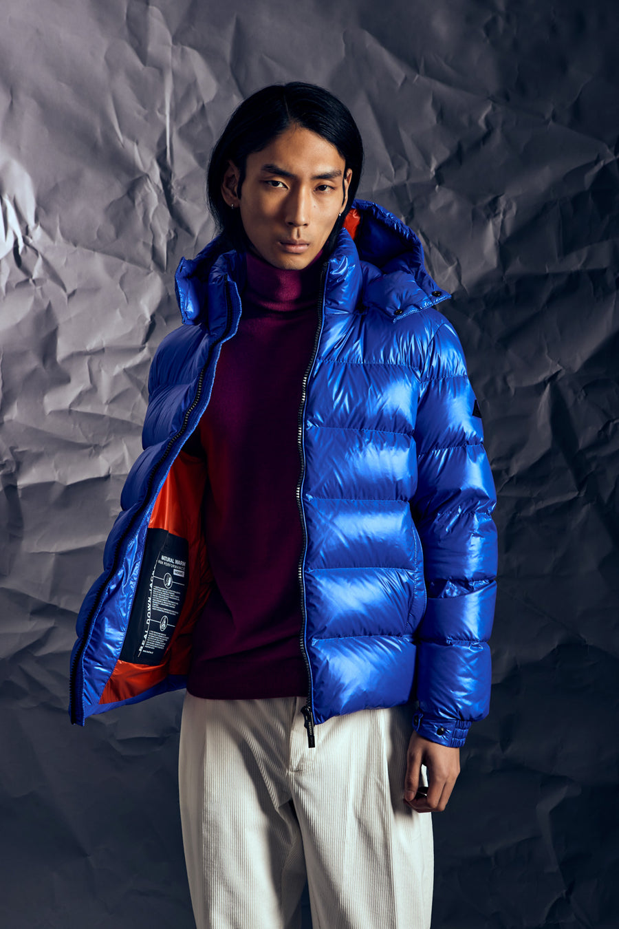 4035 Bomber Piuma Ultrapuffer Laque' Cappuccio Bluette Man