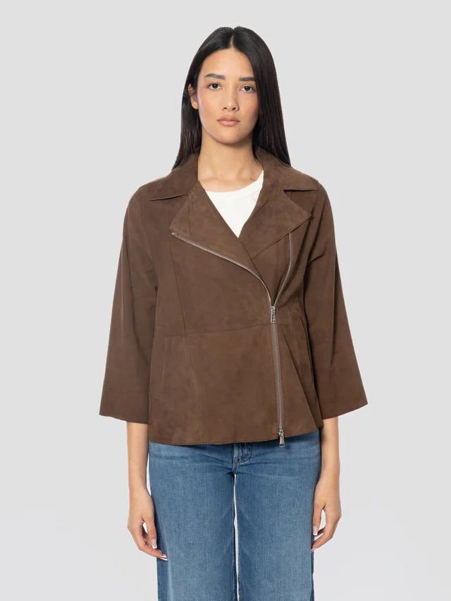 DS6- GAIA Chiodo Scamosciato in Pelle Pecan