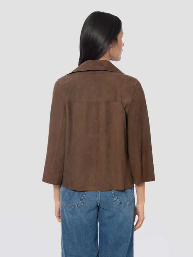 DS6- GAIA Chiodo Scamosciato in Pelle Pecan