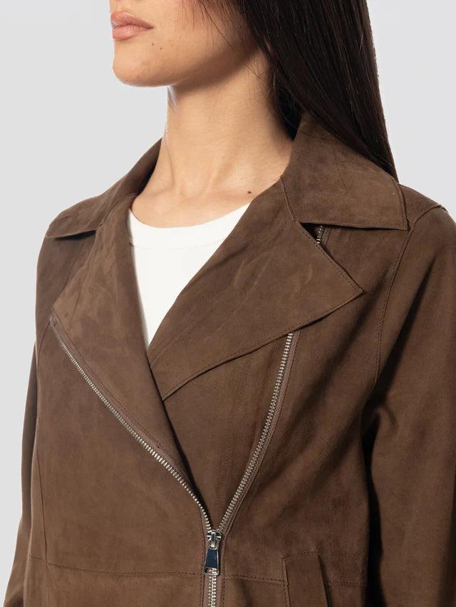 DS6- GAIA Chiodo Scamosciato in Pelle Pecan