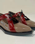 W6-G19-B Scarpa Lacci Vernice Taupe/Bordeaux