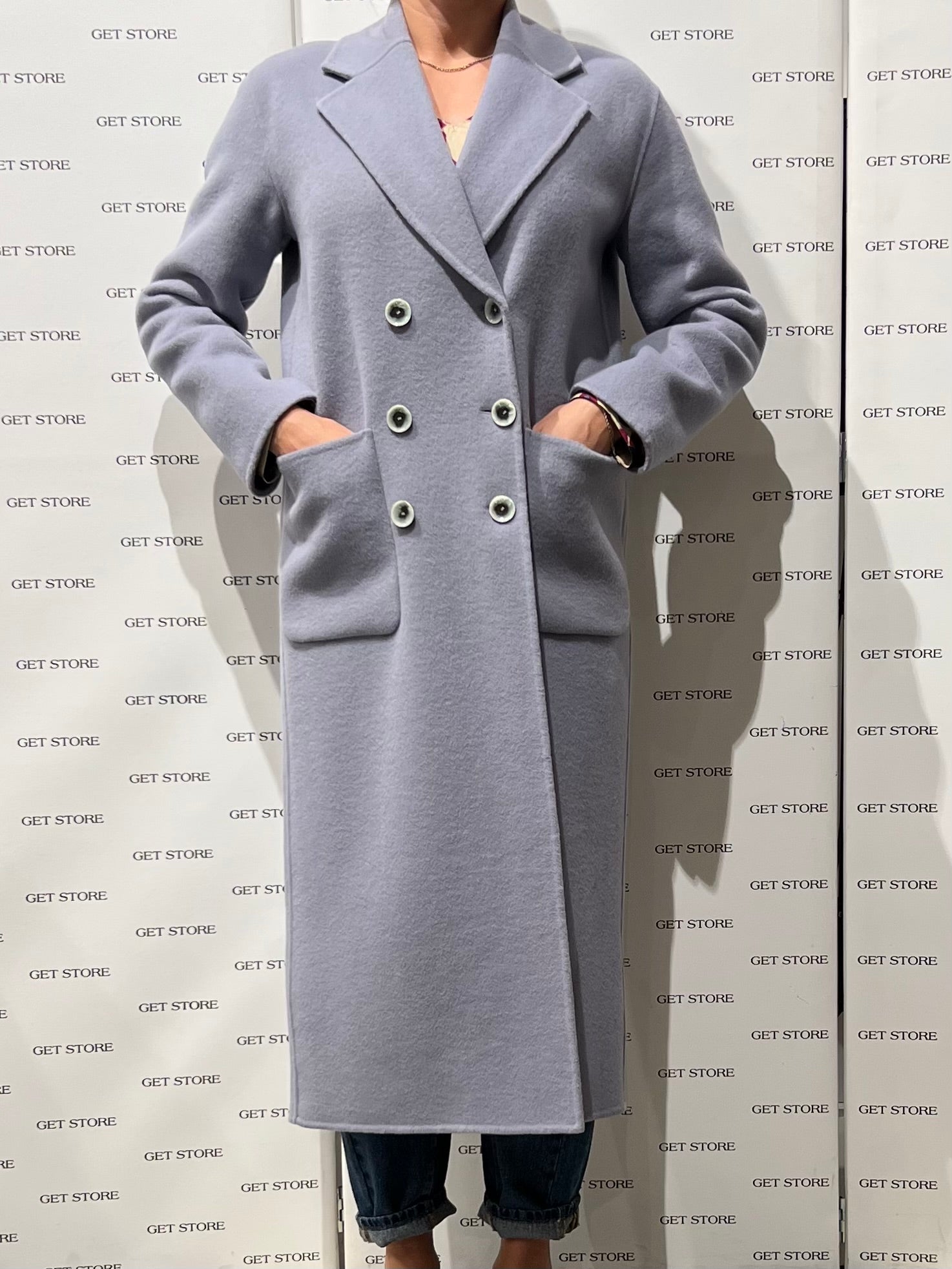 W5-35043 Cappotto Lungo Doppiopetto Cenere