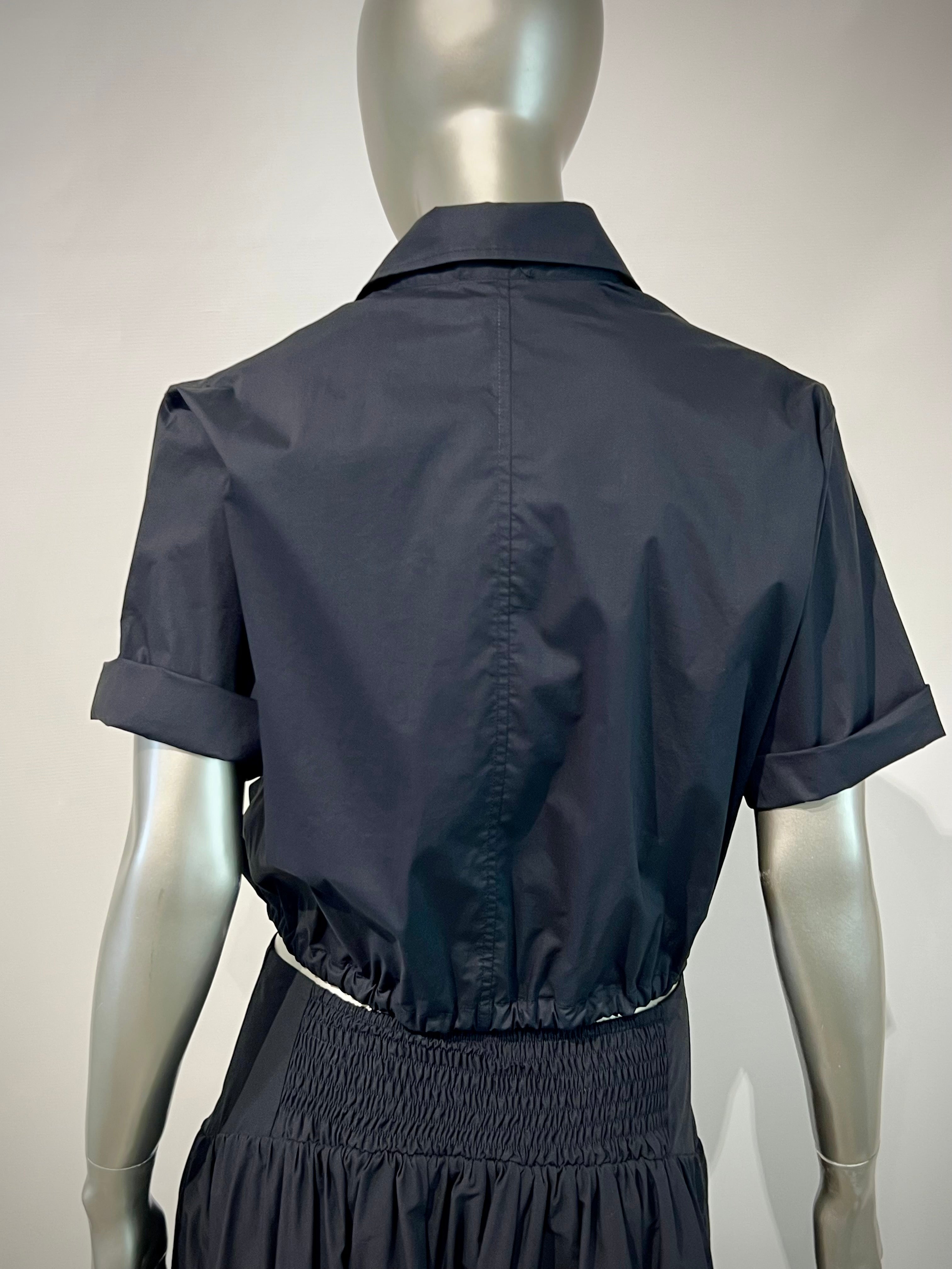 S6-DC5232 Camicia Manica Corta Arriccio Nera