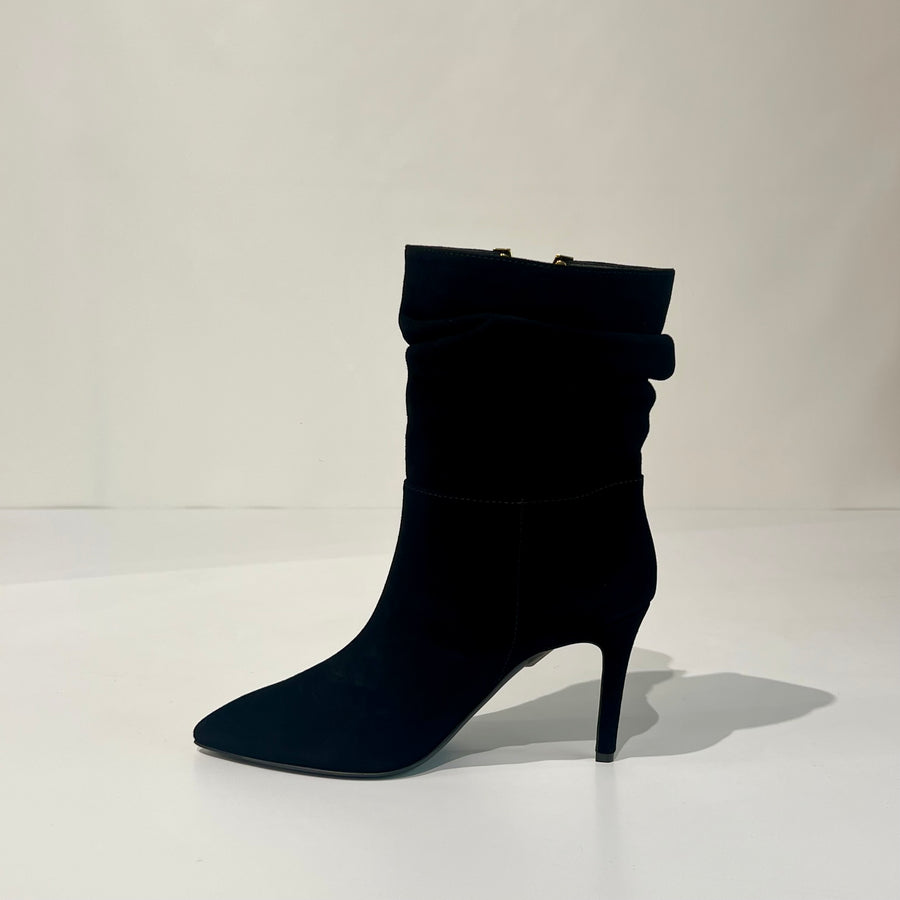W5-4340 Stivaletto Tacco 8 Camoscio V Oro Nero