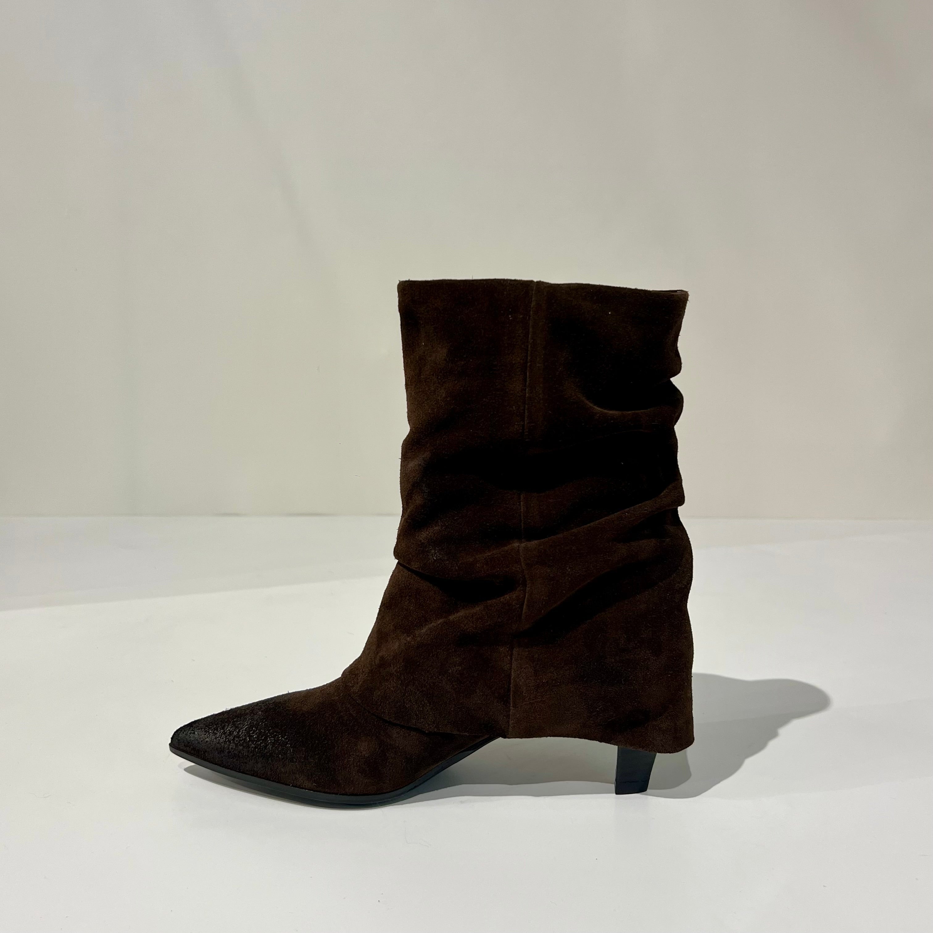 W6-1102 Stivale Arricciato Velour Testa di Moro