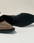 W6-G19-B Scarpa Lacci Vernice Taupe/Bordeaux